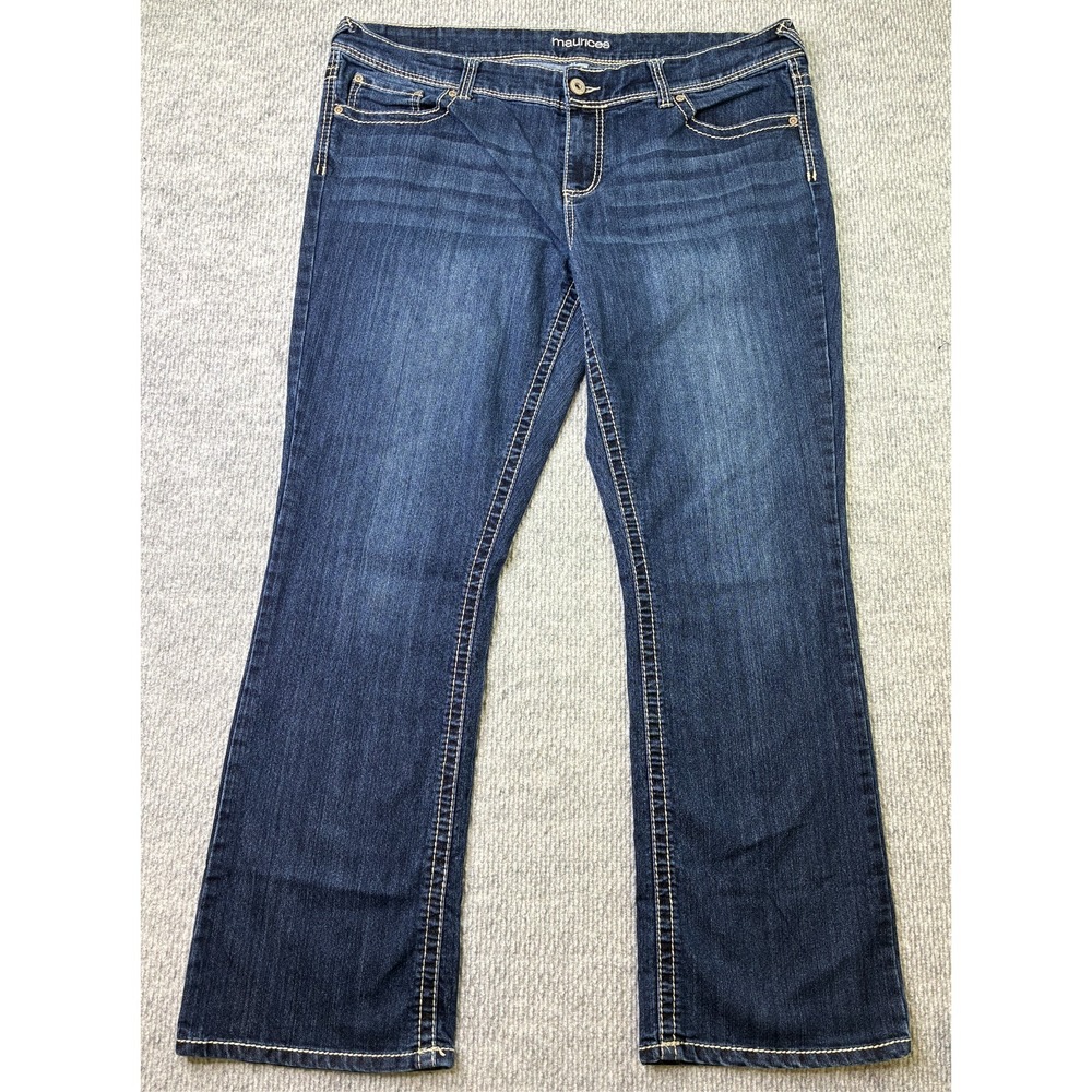 Maurices Womens 20 Regular Dark Wash Bootcut Stretch Jeans Embroidered Pockets